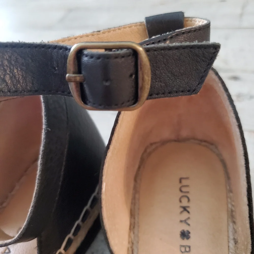 Lucky Brand Black Espadrille Ankle-Strap Flats